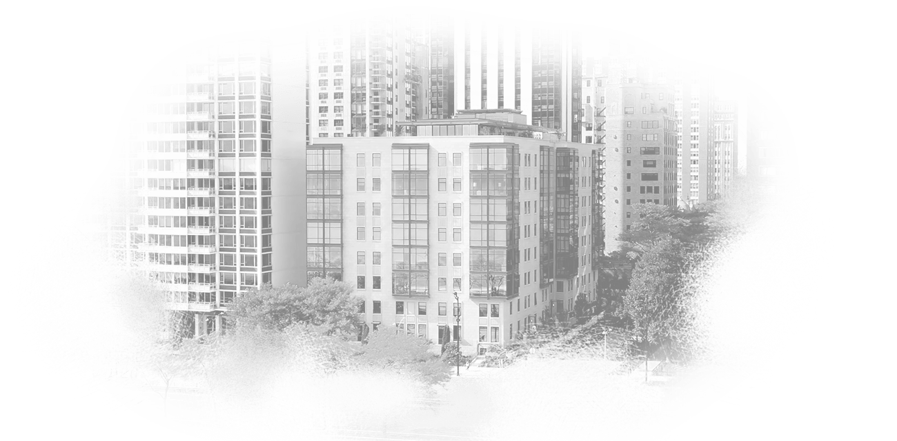 A black and white graphic of the 61 Banks Street exterior.