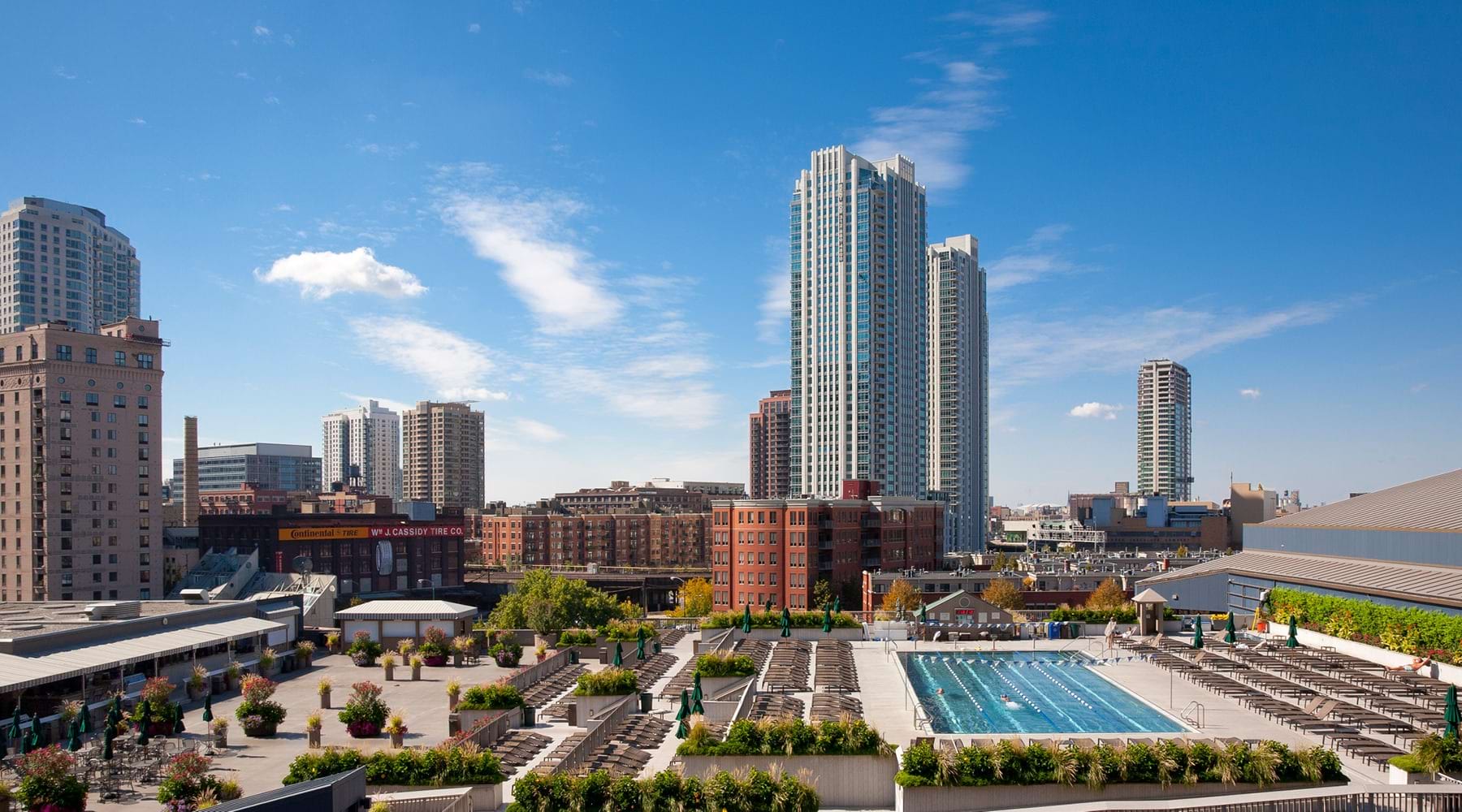 Aerial view of Hubbard Place apartments in Chicago.