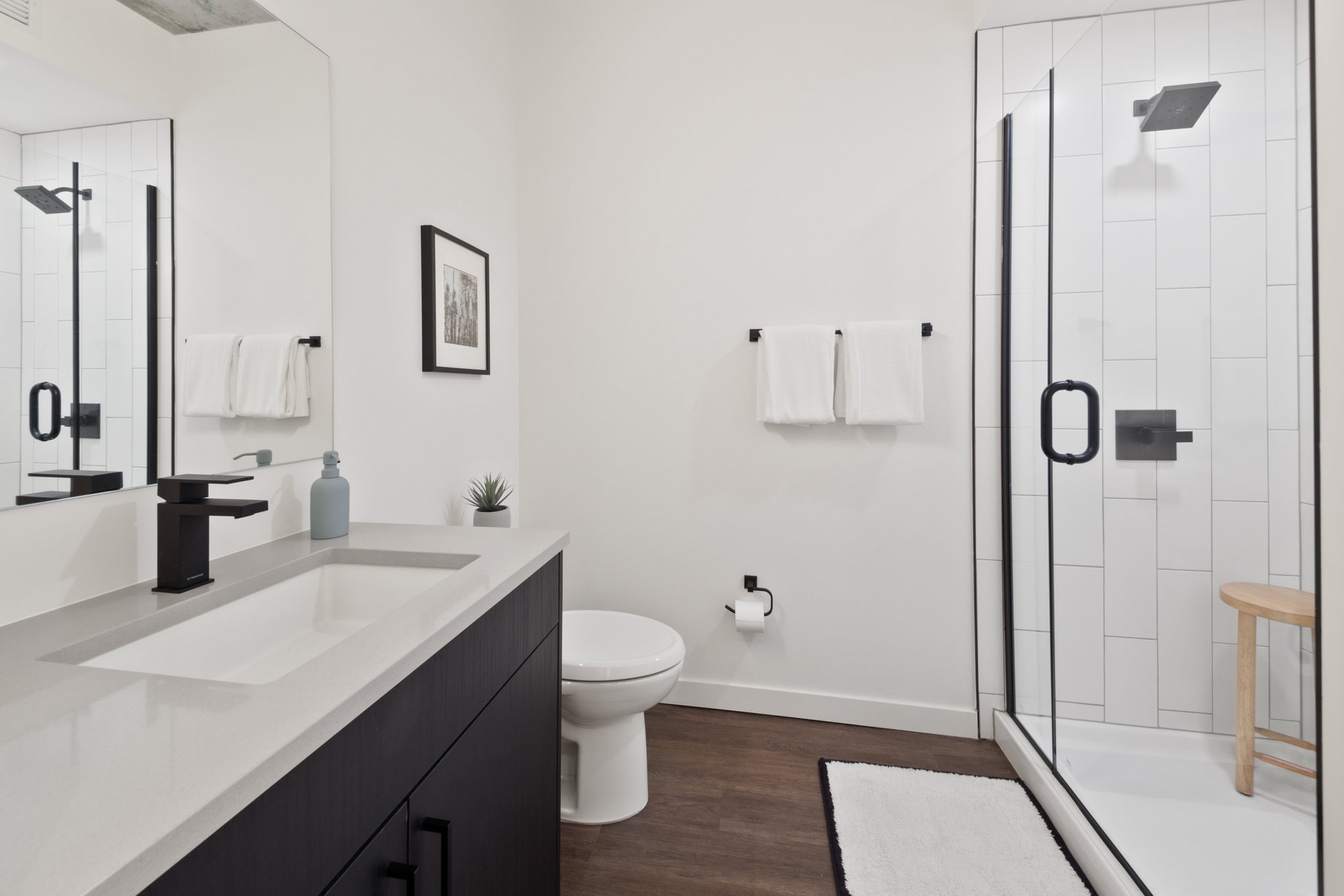 -MG-5866 Bathroom with glass shower and vanity